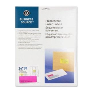 Business Source Fluorescent Laser Label   1" Width X 2.62" Length   750 / Pack   Rectangle   30/sheet   Laser   Neon Pink (BSN26138)