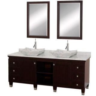 Wyndham Collection Premiere 72 in. Vanity in Espresso with Marble Vanity Top in Carrara White with Sinks and Mirrors WCV500072ESCWGS3