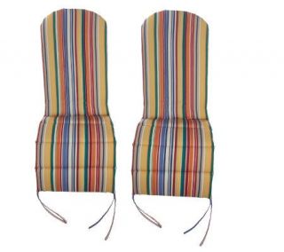 Set of 2 Multi  Colored Stripe Outdoor Adirondack Chair Cushions —