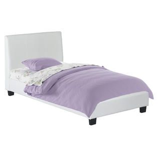 CorLiving San Diego Leatherette Upholstered Single/Twin Bed in White