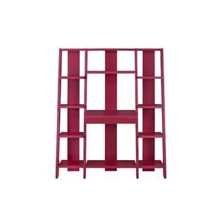 Altra  Ladder Bookcase with Desk, Red Finish