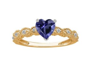 0.68 Ct Heart Shape Blue Iolite 14K Yellow Gold Ring
