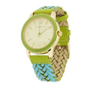 Isaac Mizrahi Live Colorful Braided Leather Watch —