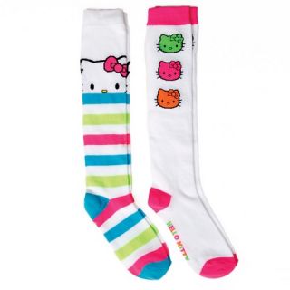 Hello Kitty Girls 2 Pack Knee Hi Socks White 3 10