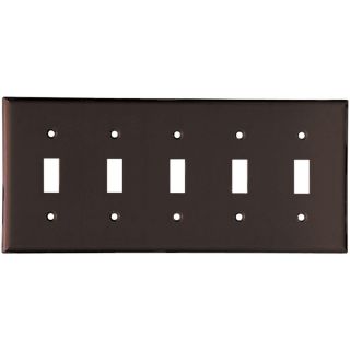 Cooper Wiring Devices 5 Gang Brown Toggle Wall Plate