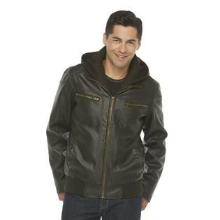 Route 66 Mens Hooded Faux Leather Jacket   Clothing, Shoes & Jewelry