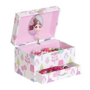 Mele & Co. Molly Girls Musical Ballerina Jewelry box with Owl Pattern