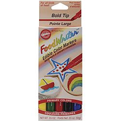 Bold Tip Food Writer Edible Primary Color Markers (5/Pkg)