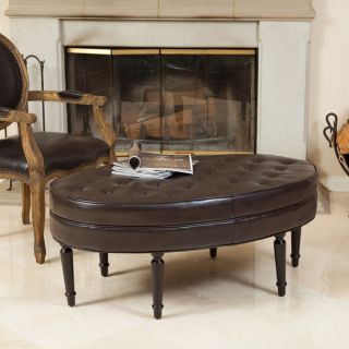 Christopher Knight Home Fielding Brown Bonded Leather Oval Ottoman