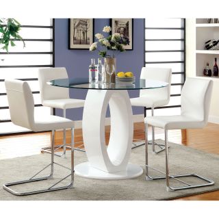 Furniture of America Olgette Contemporary High Gloss Round Dining