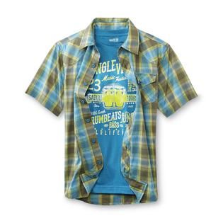 Route 66   Boys Plaid Shirt & Graphic T Shirt   Jungle Vibes