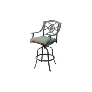 Darlee Ten Star Swivel Slat Seat Aluminum Patio Bar Height Chair