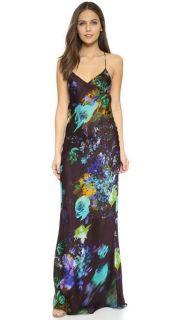 Michelle Mason Floral Print Bias Slip Dress