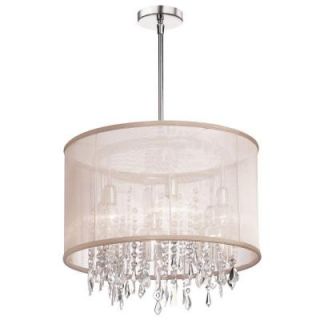 Radionic Hi Tech Bohemian 6 Light Polished Chrome Crystal Chandelier with Oyster Organza Drum Shade 85301 PC 117