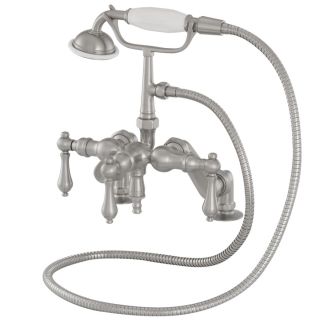 American Bath Factory F400 Series Satin Nickel 3 Handle Bathtub and Shower Faucet Trim Kit with Handheld Showerhead