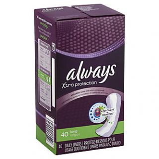 Always Xtra Protection Daily Liners, Long, Unscented, 40 liners