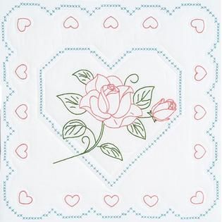 Jack Dempsey Rose/Heart Quilt Blocks 18X18 W   Appliances   Sewing