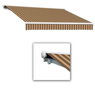 Awntech 192 in Wide x 122 in Projection Brown/Tan Stripe Slope Patio Retractable Remote Control Awning