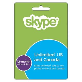 Skype 12 Month Unlimited US&CA calling Prepaid Card