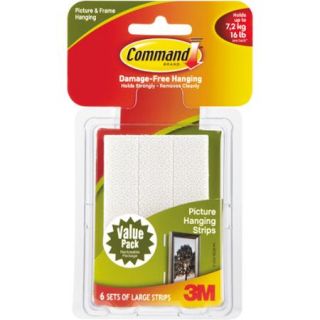 Command Large Picture Hanging Strips, White, 6 Sets of Strips, 17206 VP