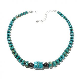 Jay King Turquoise and Black Agate 18" Sterling Silver Necklace   8044348