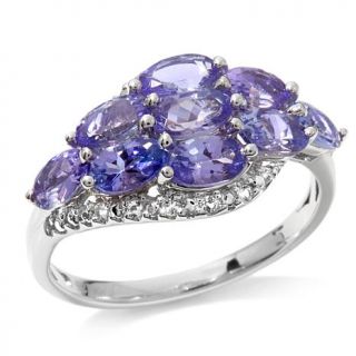 1.99ct Blue Tanzanite and White Topaz Cluster Sterling Silver Ring   7882567