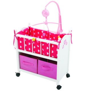 The New York Doll Collection Doll Baby Crib with Mobile