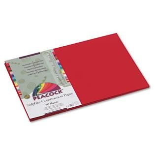 PEACOCK SULPHITE CONSTRUCTION PAPER, 76 LBS, 12 X 18, HOLIDAY RED, 50