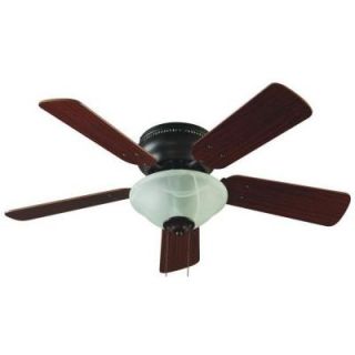 Hampton Bay Lugano 36 in. Brown Hugger Ceiling Fan with Single Alabaster Glass Shade 034309