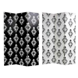 Double Sided Black & White Damask Canvas Room Divider