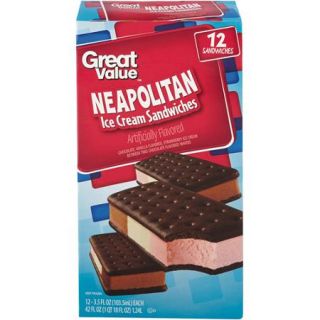 Great Value Neapolitan Ice Cream Sandwiches, 3.5 oz, 12ct