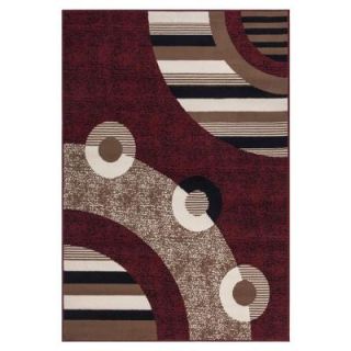 Sweet Home Stores Clifton Collection Modern Circles Design Red 5 ft. x 7 ft. Area Rug BCF1520 5X7