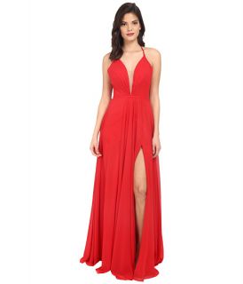 Faviana Chiffon V Neck Gown w/ Full Skirt 7747 Red
