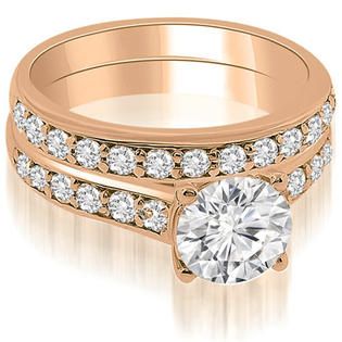 AMCOR 1.05 Cttw Round Cut 14K Rose Gold Diamond Engagement Set