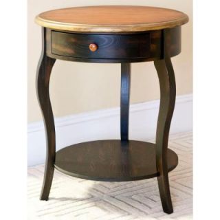 Safavieh Emma Tiger Dark Brown/Light Brown Round Side Table with Drawer AMH4017A