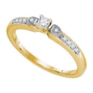 10K Yellow Gold 0.17ctw Simple Sleek Fashion Pave Diamond Ladies Bridal Ring