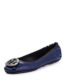 Tory Burch Minnie Patent Leather Travel Ballet Flat, Tory Navy