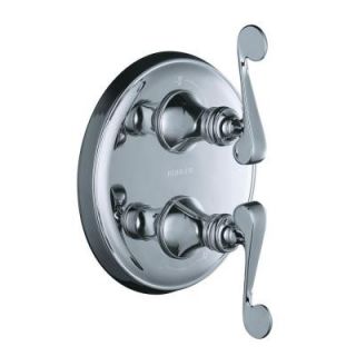 KOHLER Revival 2 Handle Stacked Valve Trim Kit with Scroll Lever Handles in Polished Chrome (Valve Not Included) K T16176 4 CP