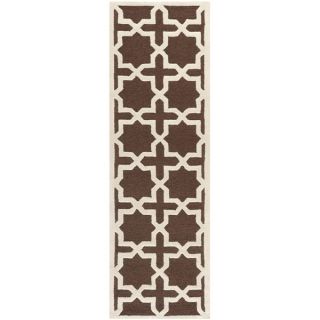 Safavieh Handmade Moroccan Cambridge Dark Brown/ Ivory Wool Rug (26 x
