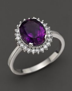 Amethyst and Diamond Ring in 14K White Gold