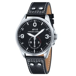 AVI 8 Mens Hawker Harrier II Black Leather Quartz Watch