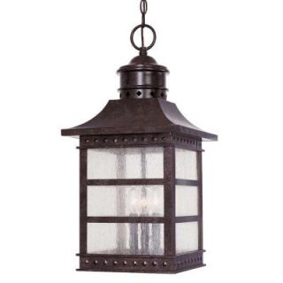 Illumine 3 Light Outdor Hanging Rustic Bronze Lantern with Pale Cream Textured Glass CLI SH202853181