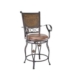 Powell Big & Tall Copper Stamped Back Counter Stool with Arms