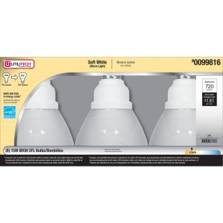 Utilitech 6 Pack 15 Watt (65W) BR30 Medium Base Soft White (2700K) CFL Bulbs