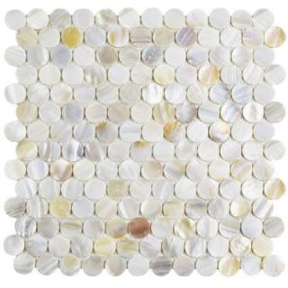 Merola Tile Conchella Penny White 12 1/4 in. x 12 1/4 in. x 3 mm Natural Seashell Mosaic Tile GDXCPNW