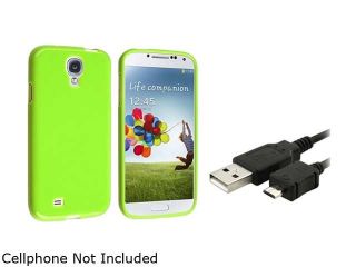Insten Green TPU Gel Cover Case + USB Sync Data Cable Compatible with Samsung Galaxy SIV S4 i9500