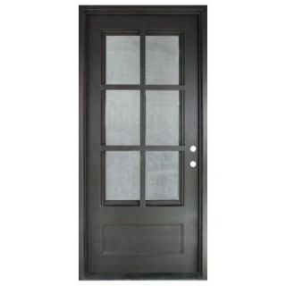 Iron Doors Unlimited 46 in. x 97.5 in. Craftsman Classic 6 Lite Painted Oil Rubbed Bronze Decorative Wrought Iron Prehung Front Door IN4697LSLC