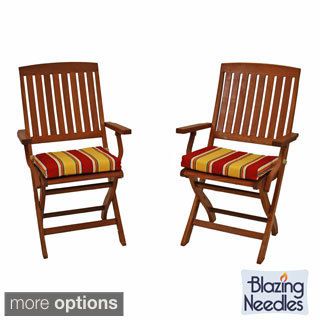 Blazing Needles All weather Outdoor Folding Chair Pads (Pack of 2
