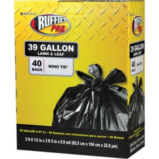 Ruffies Pro Wing Tie Lawn & Leaf Bags, 39 gal, 40 count