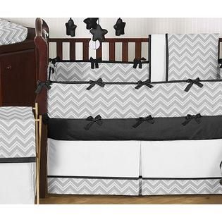 Sweet Jojo Designs  Zig Zag Black and Gray Collection 9pc Crib Bedding